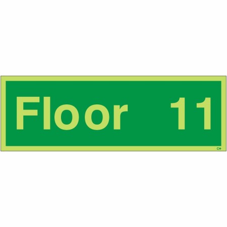 Glow in the dark Floor 11 floor identification safety sign