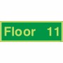 Glow in the dark Floor 11 floor identification safety sign