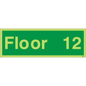 Glow in the dark Floor 12 floor identification safety sign