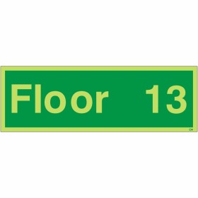 Glow in the dark Floor 13 floor identification safety sign