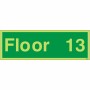 Glow in the dark Floor 13 floor identification safety sign