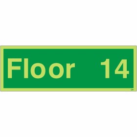 Glow in the dark Floor 14 identification sign