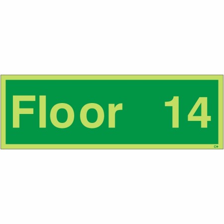 Glow in the dark Floor 14 identification sign
