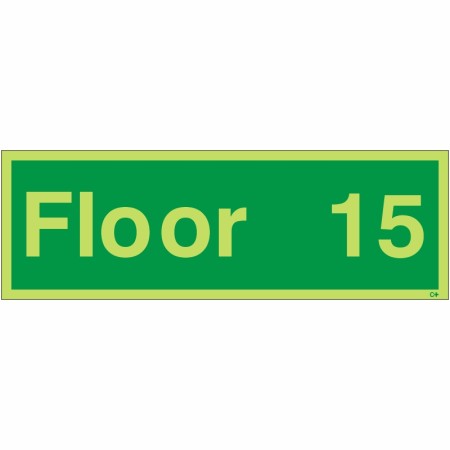 Glow in the dark Floor 15 floor identification safety sign
