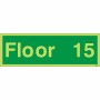 Glow in the dark Floor 15 floor identification safety sign