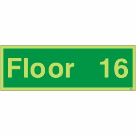 Glow in the dark Floor 16 floor identification safety sign