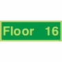 Glow in the dark Floor 16 floor identification safety sign