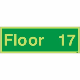 Glow in the dark Floor 17 floor identification safety sign