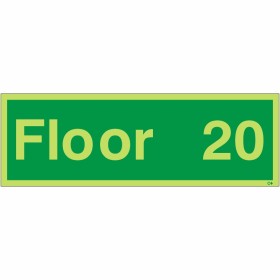 Glow in the dark Floor 20 floor identification safety sign