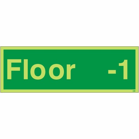 Glow in the dark Floor -1 floor identification safety sign