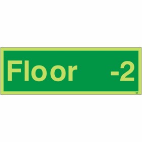 Glow in the dark Floor -2 floor identification safety sign